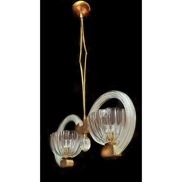 Elegant Murano chandelier by the famous Venetian master Ercole Barovier. From the private collection of Baron Von Plant....