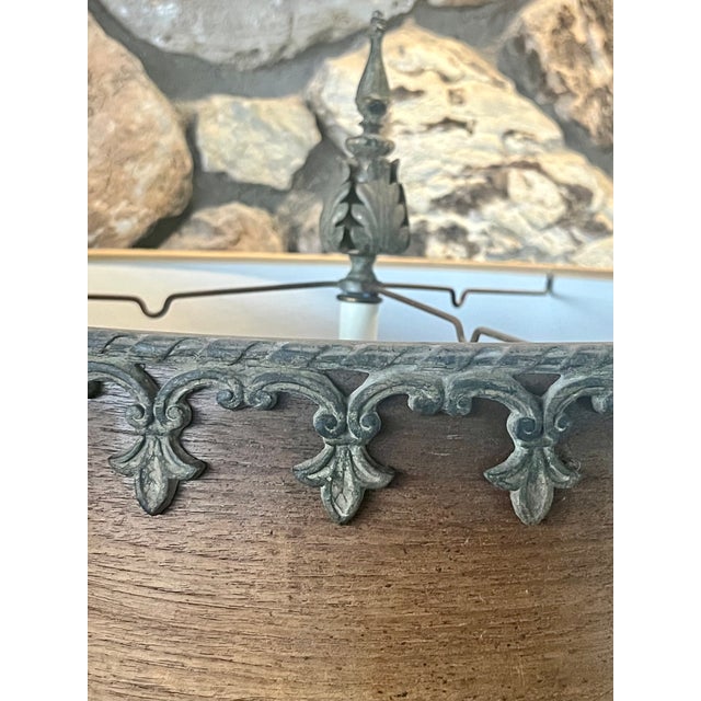 Mid 20th Century Monumental Spanish Colonial Wood & Wrought Iron Table Lamps With Wood Lampshades - a Pair For Sale - Image 10 of 11