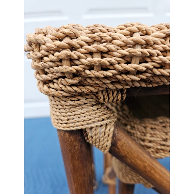 Bamboo Rope and Grass Mat Nesting Tables For Sale - Image 13 of 15