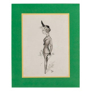 Fashionable Lady Pen & Ink on Paper For Sale