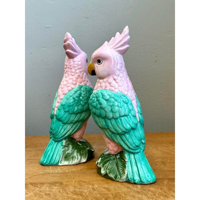 Vintage Ceramic Parrot Figurines - Pair For Sale - Image 10 of 12