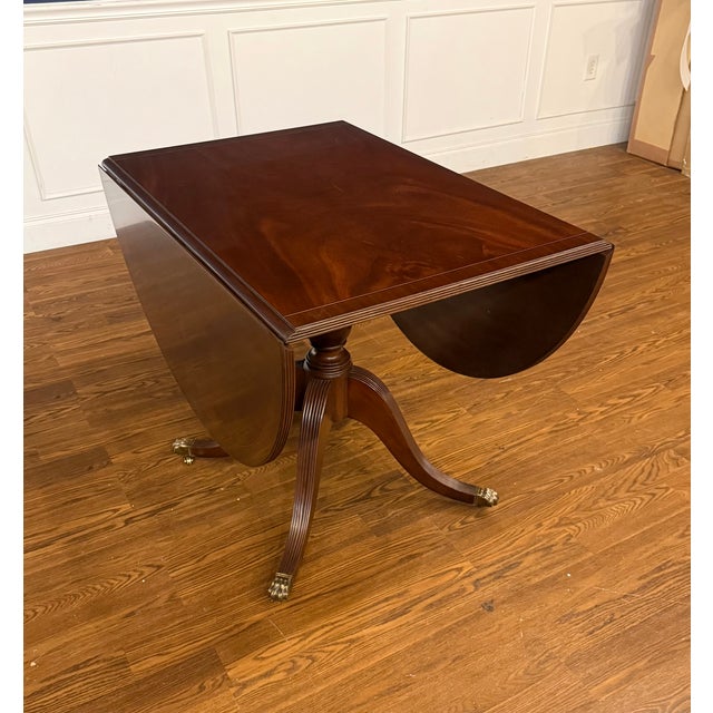 Traditional Mahogany Drop Leaf Breakfast/Dining/Game/Occasional Table by Leighton Hall - Showroom Sample For Sale - Image 13 of 15