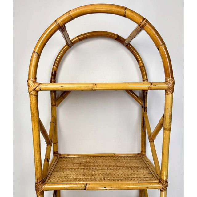 1970s Vintage Bamboo and Wicker Shelves, Italy, 1970s For Sale - Image 5 of 7