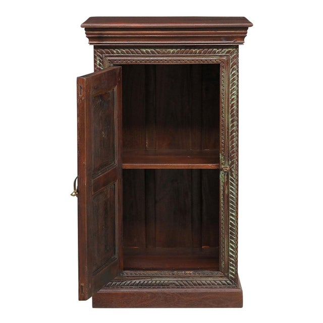Far Pavilions Vintage Carved Shutter Upcylced Solid Wood Cabinet For Sale - Image 4 of 6