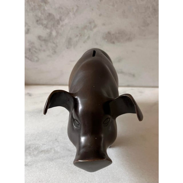 Metal Vintage Large Bronze Piggy Bank For Sale - Image 7 of 11