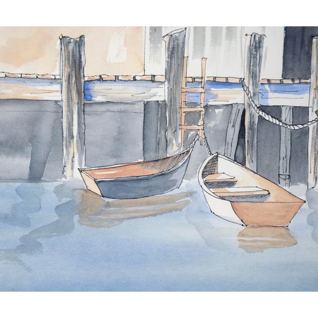 1990s "The Lulu" - Harbor Seascape in Watercolor on Paper by Anne Ormsby For Sale - Image 5 of 12