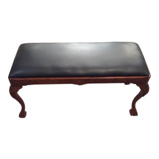 1990s Vintage Black Chippendale Ball and Claw Foot Bench For Sale