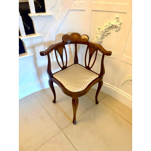 Antique Edwardian Mahogany Corner Chairs, 1920s, Set of 4 For Sale - Image 12 of 15