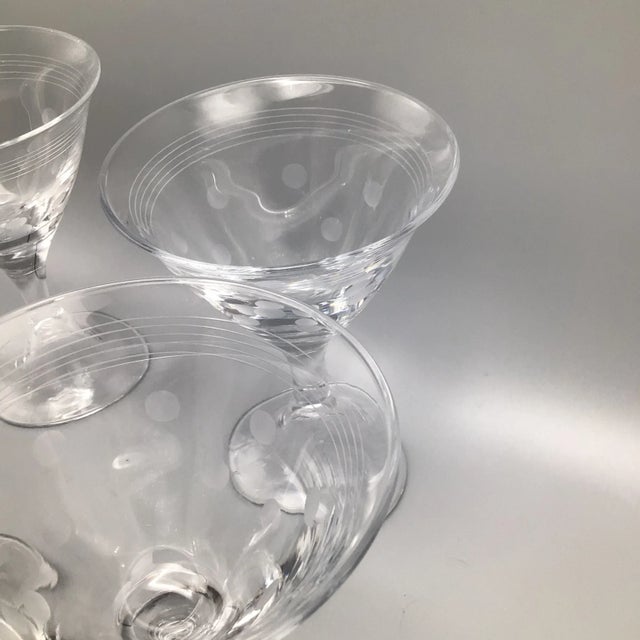Here are 5 hand blown bubble and line martini glasses by designer Thomas O’Brien who designed for Reed and Barton and...