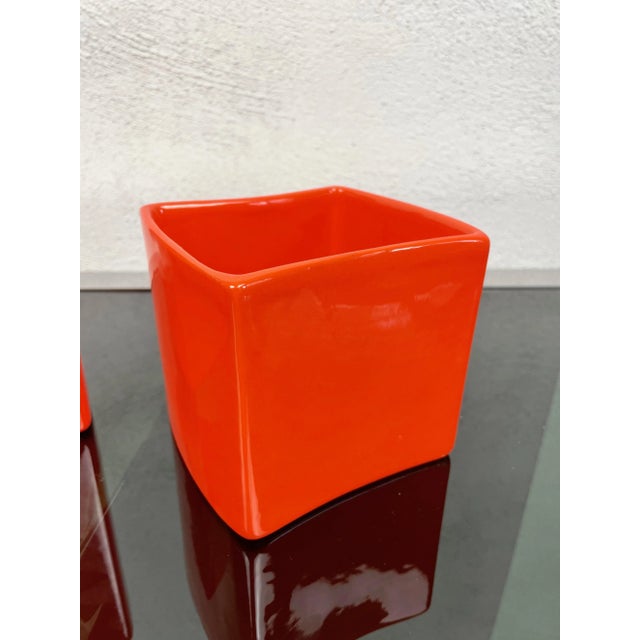Orange Ceramic Vase by Franco Bettonica for Gabbianelli, Italy, 1970s, Set of 2 For Sale - Image 11 of 15