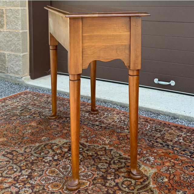 Vintage Statton Americana Traditional Solid Cherry 1 Drawer Console or Hall Table For Sale - Image 10 of 16