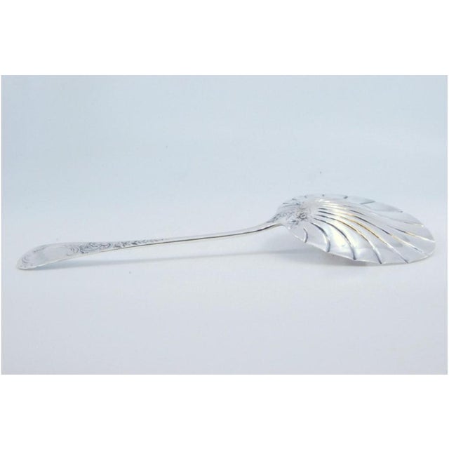 Silver Silver Dessert Spoon with Leaf-Shaped Shell For Sale - Image 8 of 9