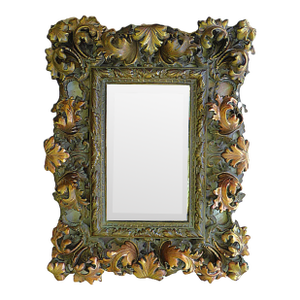 Rococo Revival Antique Bronze Wall Mirror With Floral Motif Late 19th Century
