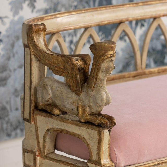 18th C. Italian Neoclassical Sphinx Sofa in Original Paint and Giltwood For Sale - Image 15 of 18