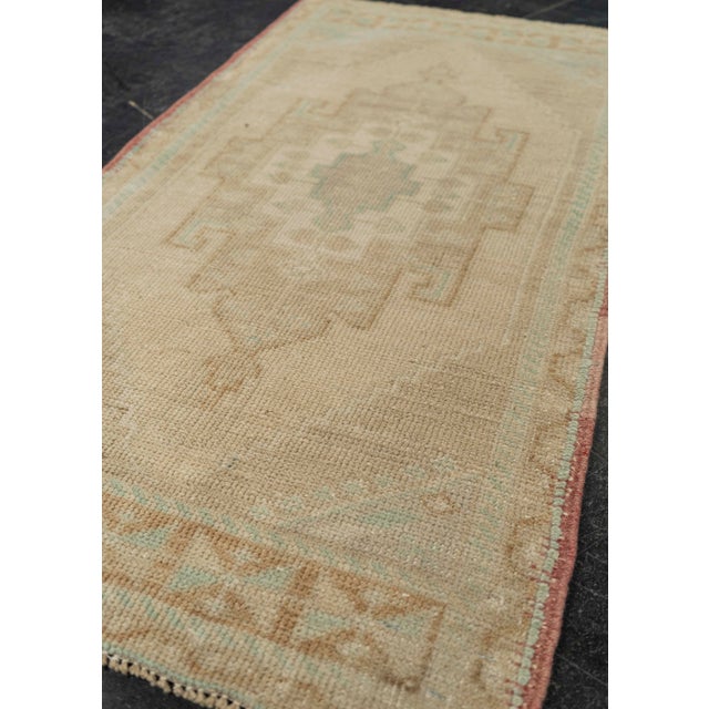 Textile Turkish Mini Rug Oriental Hand Knotted Vintage Rug 1'10" x 3'3" #21046 For Sale - Image 7 of 8