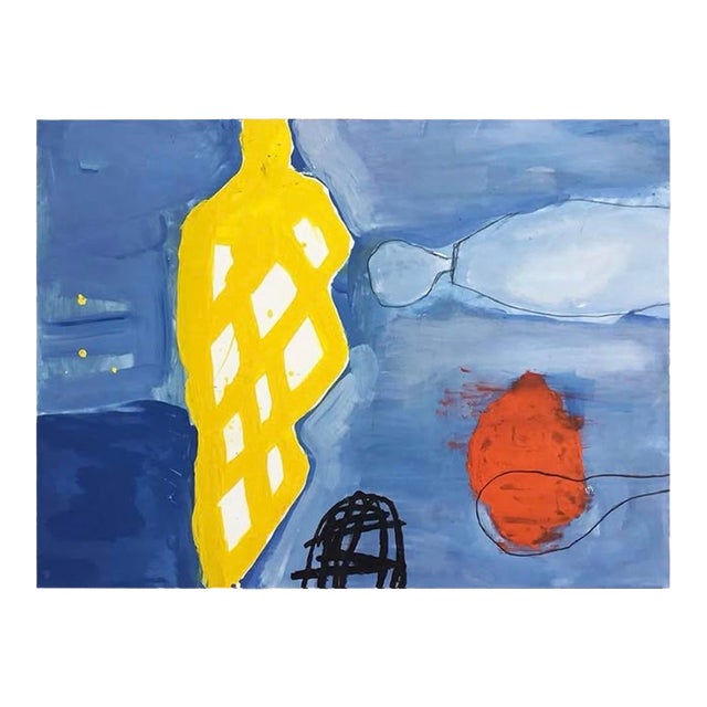 Abstract Mixed Media Painting by John Luckett 36” X 48” in Blues For Sale