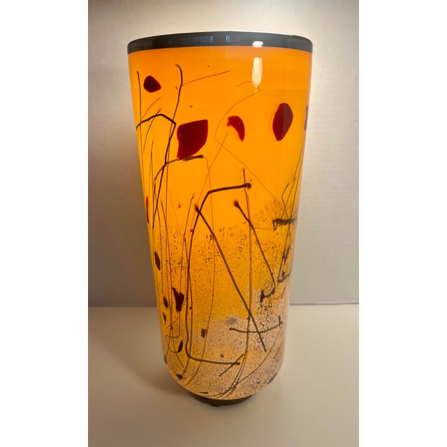 Eric Bladholm Studio Art Glass Vase 2017 Limited Edition: 1/17 Hand Blown 15” Signed Description: An exceptional hand-...