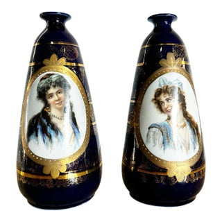 Vintage Victorian Bavarian Style Cartouche/Vase - a Pair For Sale
