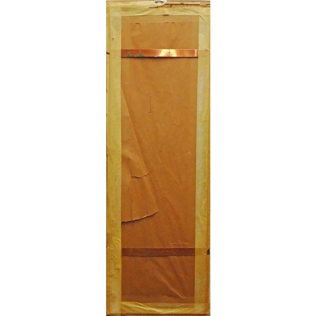 Mid Century Modern design figural tile plaque, 60 assorted color and glazed 1 1/2" (h) x 1 1/2" tiles that combined depict...