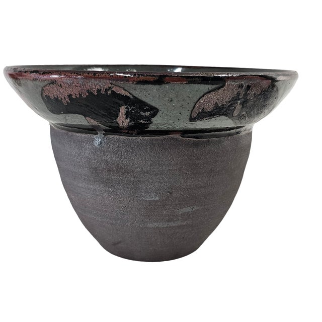 Monumental studio pottery bowl by California ceramic artist Joseph Hysong, whose career bridged the California and Hawaii...