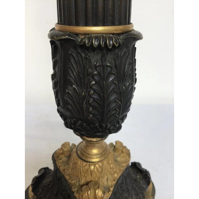 Metal 1880s French Empire Gilt Bronze Candlestick Lamp For Sale - Image 7 of 10