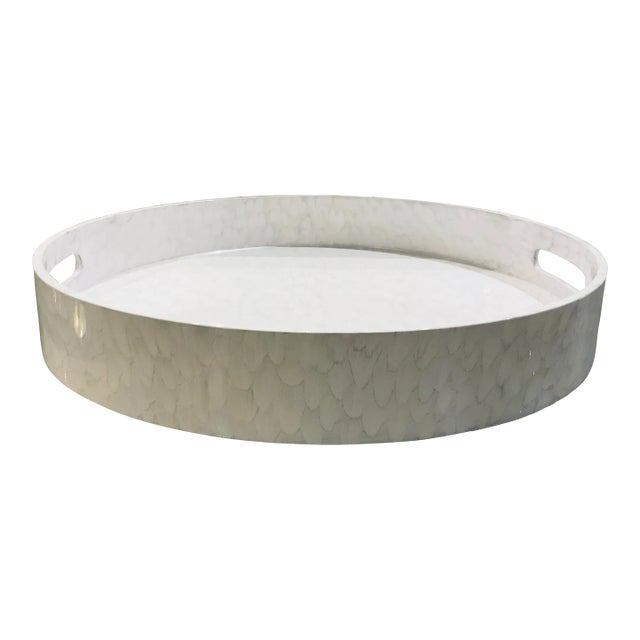 Modern Gray and Cream Lacquered Tray For Sale