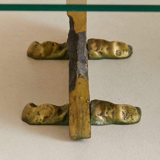 Cast Bronze Base Coffee Table with Glass Top Attributed to Valenti, 1970s For Sale - Image 11 of 11