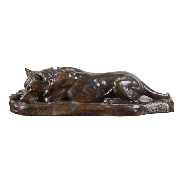 Georges Lucien GuyotSigned, Bronze Sculpture of Resting Dog, circa 1925 For Sale