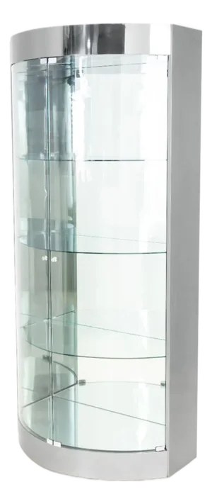Modern Illuminated Chrome & Glass Cabinet