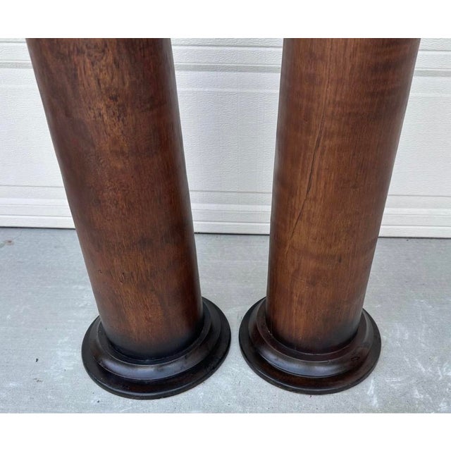Pair of Custom Vintage Wooden Corinthian Column Pedestals With Capitals For Sale - Image 14 of 18