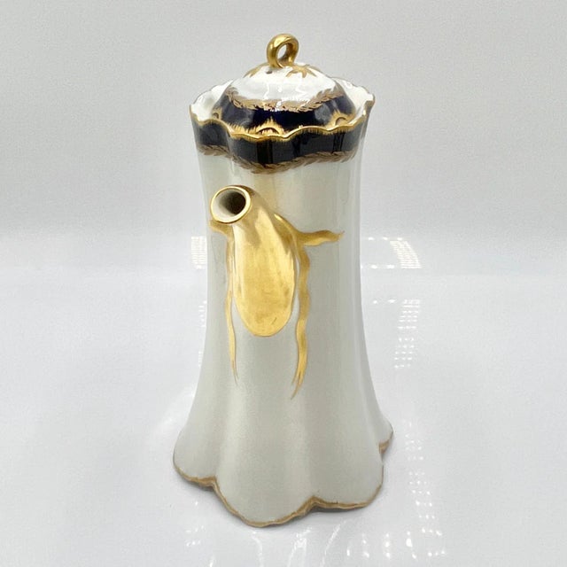 French Art Nouveau Blue and Gold Porcelain Demitasse Coffee Service from Haviland Limoges, France, 1900s, Set of 13 For Sale - Image 10 of 18