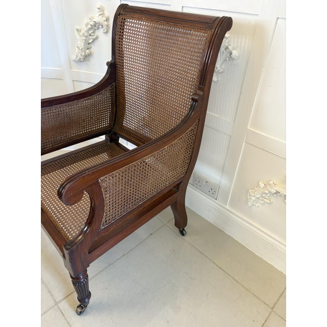 Set of Antique Edwardian Mahogany Library Bergere Chairs, 1900 For Sale - Image 6 of 15