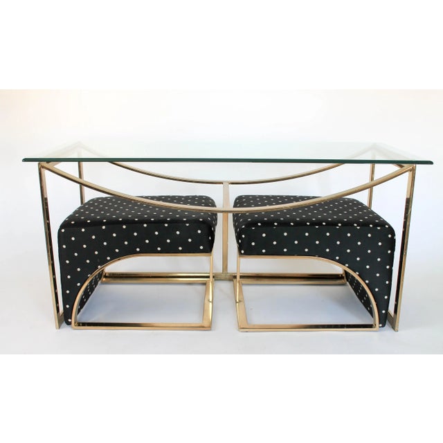 Metal Vintage Hollywood Regency Console Table With Benches For Sale - Image 7 of 13