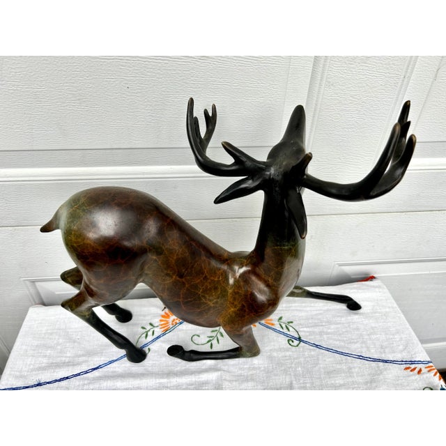Large Late 20th Century Bronzed Brass Deer Sculpture For Sale In Milwaukee - Image 6 of 11