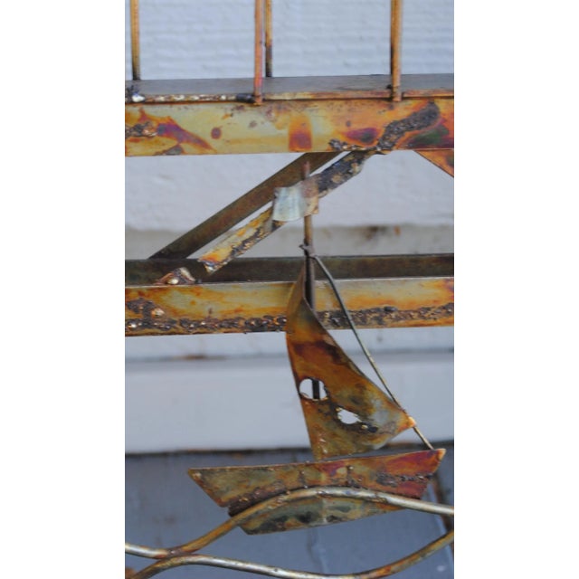 Mid Century Brutalist Metal Bridge Wall Sculpture For Sale - Image 6 of 9