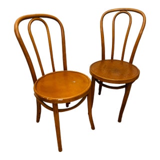 Pair Vintage Thonet Style Bent Wood Chairs For Sale