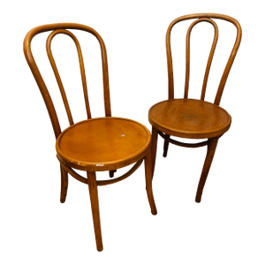 Pair Vintage Thonet Style Bent Wood Chairs
