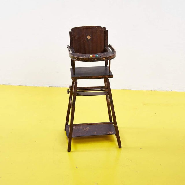 Wood Vintage Children's High Chair For Sale - Image 7 of 7