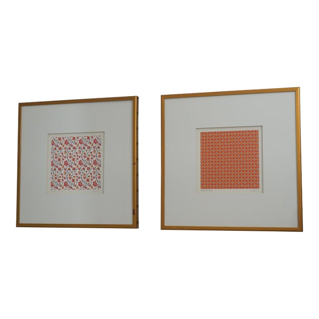 1970s Pair Parvaneh Holloway Artist Signed Framed Wall Art For Sale
