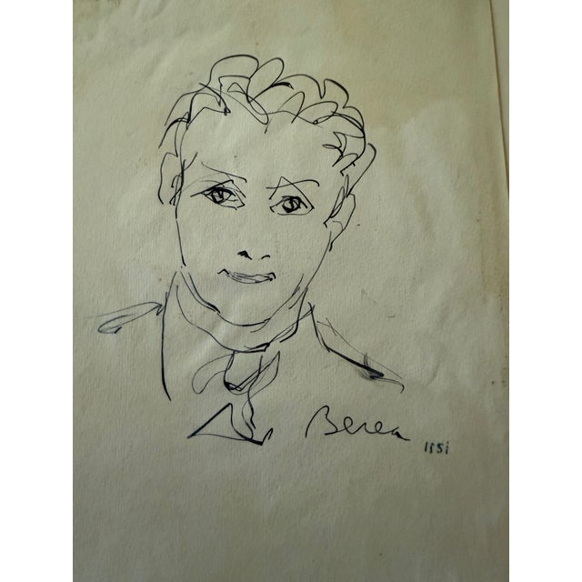 This appears to be a self-portrait of the well known Romanian-born artist from 1951. The sketch was prepared in pencil and...