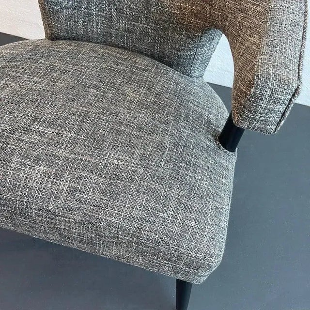 1950s Mid-Century Modern Upholstered Barrel Back Accent Chair For Sale - Image 9 of 9