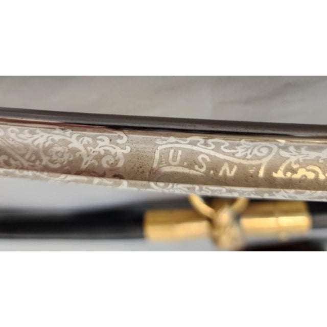 Brass Gilded Mid-Century u.s. Navy Sword With Shagreen Grip For Sale - Image 8 of 18