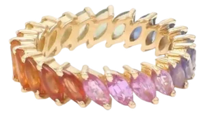 Natural 3.70 cts rainbow sapphire ring in 14k gold