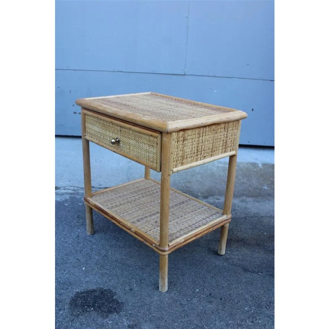 Wood Italian Bamboo and Rattan Nightstand, 1950s For Sale - Image 7 of 9