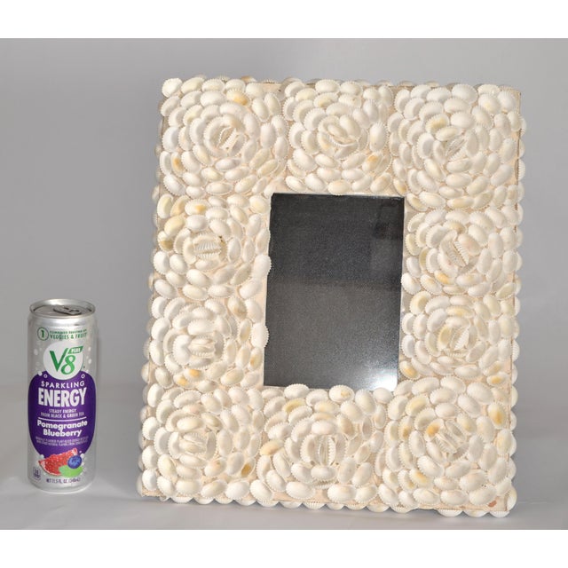 Vintage Nautical Large Seashell Photo Frame Art Handmade 14x12 Inches Boho Chic For Sale - Image 16 of 17