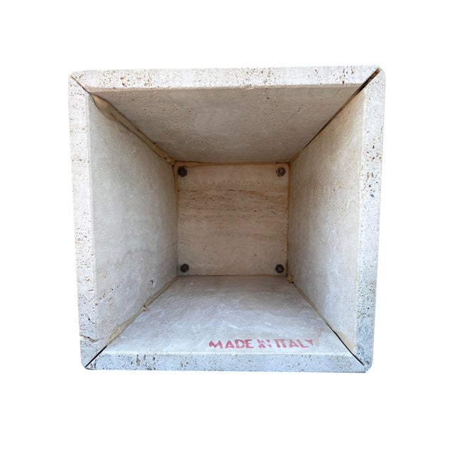 Modern Travertine Base Table With Glass Top For Sale - Image 11 of 12
