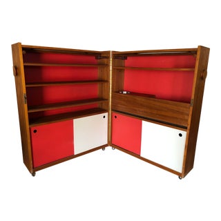 1960s Danish Modern Teak Rolling Dry Bar For Sale