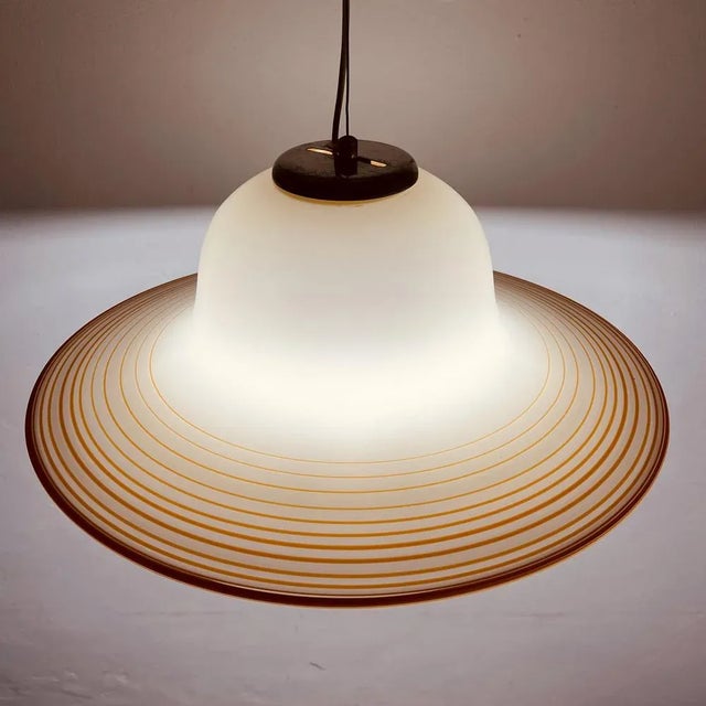 Mid-Century Beige Murano Glass Pendant Lamp from De Majo, Venice, Italy, 1970s For Sale - Image 4 of 11