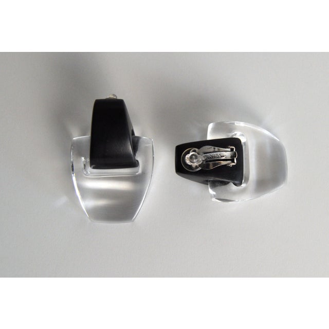 2000 - 2009 Vintage Danish Black and Transperant Ear-Clips by Monies, 2000s, Set of 2 For Sale - Image 5 of 10