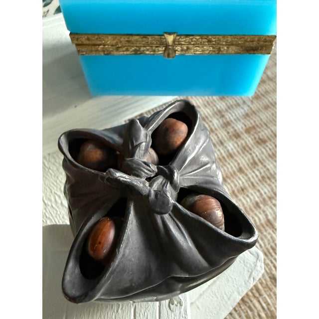 American Antique Bronze Gathered Box W"nuts For Sale - Image 3 of 11